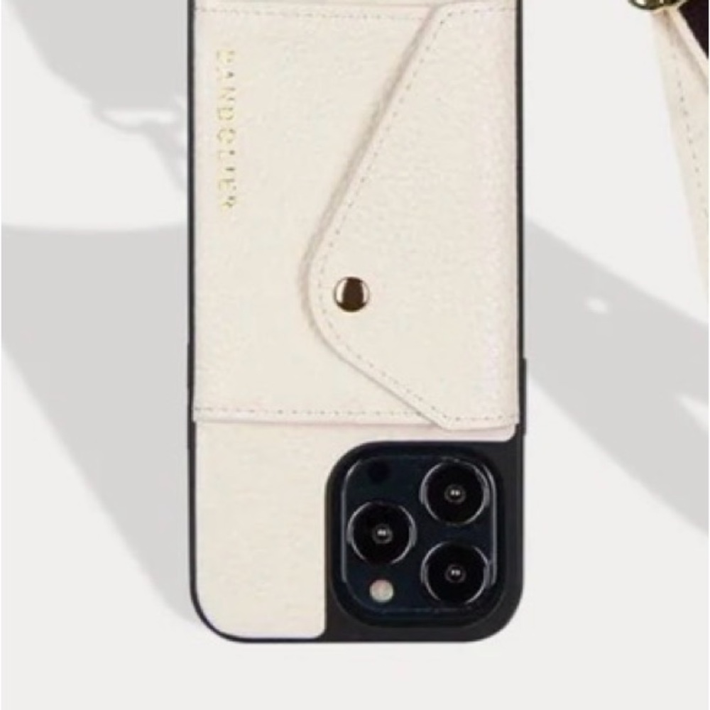 Bandolier White Leather Phone Case iPhone 15 ProMax